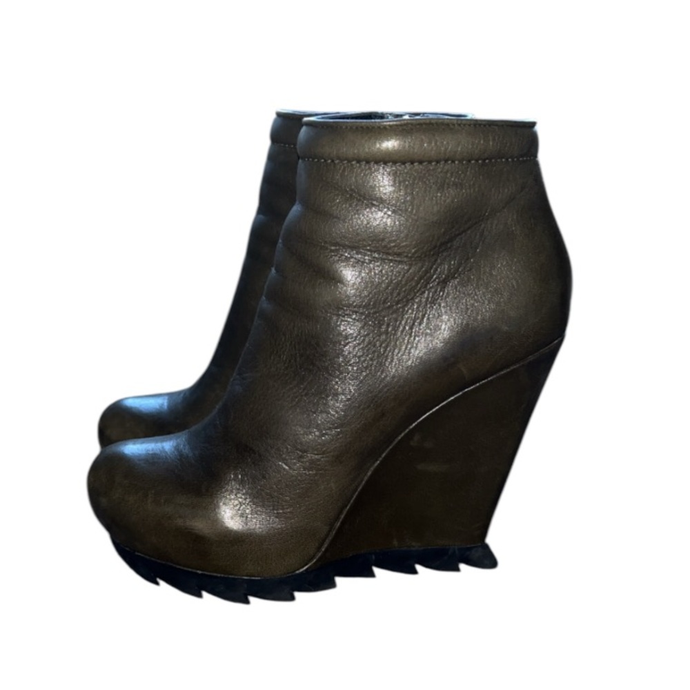 CAMILLA SKOVGAARD Finch Leather Platorm Sawtooth Sole Wedge Bootie Size 37/7 US